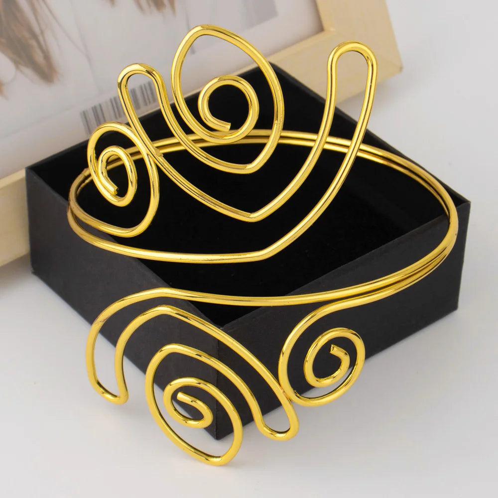 Brassard Couronne Doré – Bijou de Bras Style Africain & Bohème