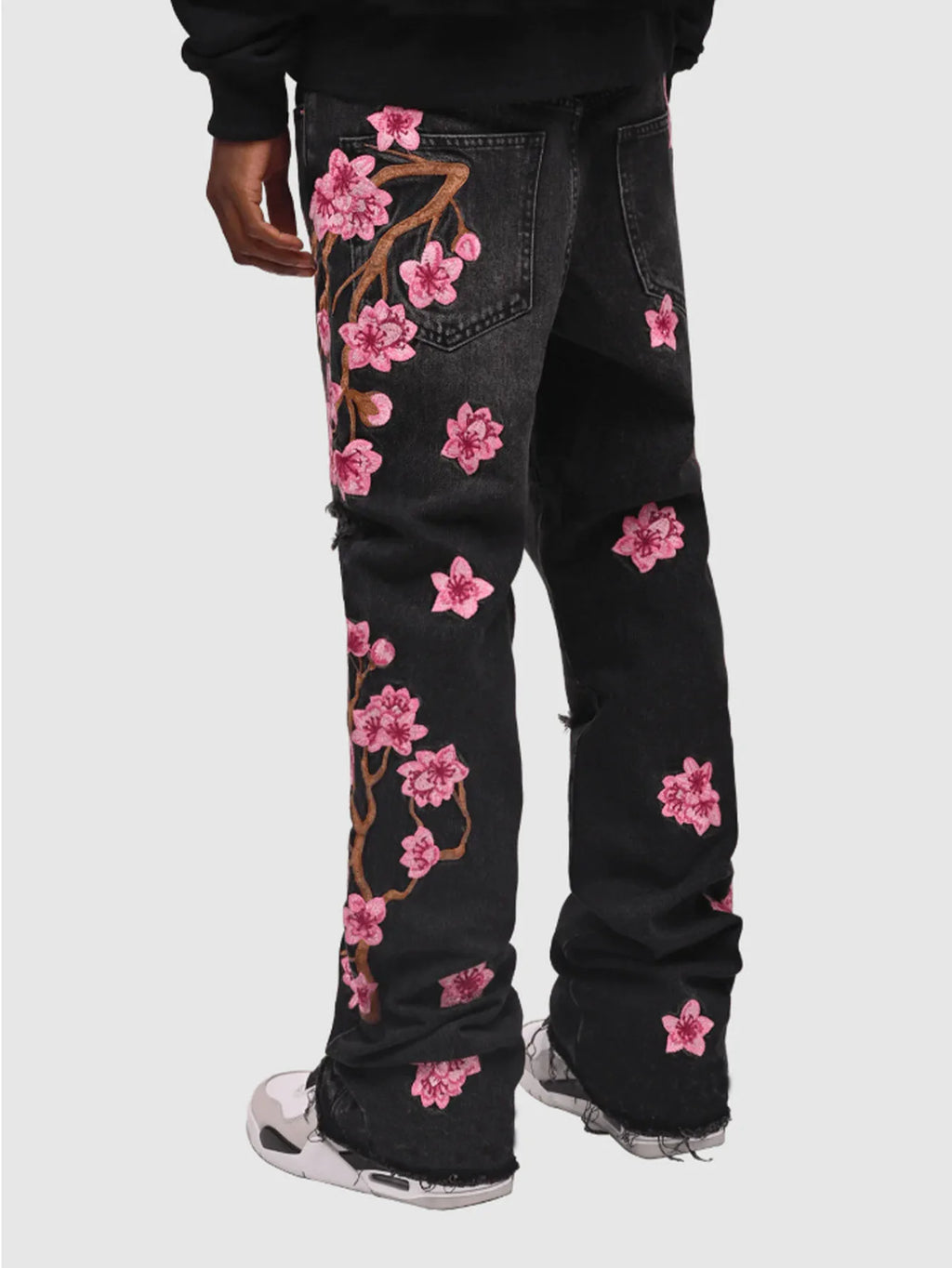 Jean Homme Imprimé Coupe Droite — Streetwear Trous Épissés Poches Bouton Taille Moyenne Printemps Été | wulend