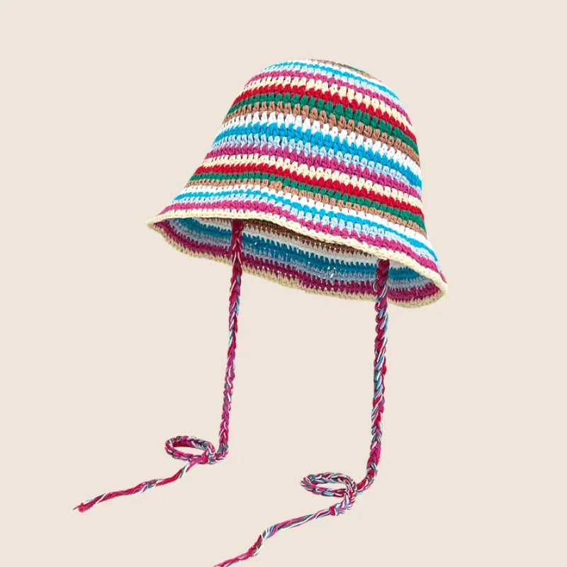 Chapeau Seau Coréen Crocheté à la Main – Bob Fleurs Y2K | Femme Automne Hiver 2025