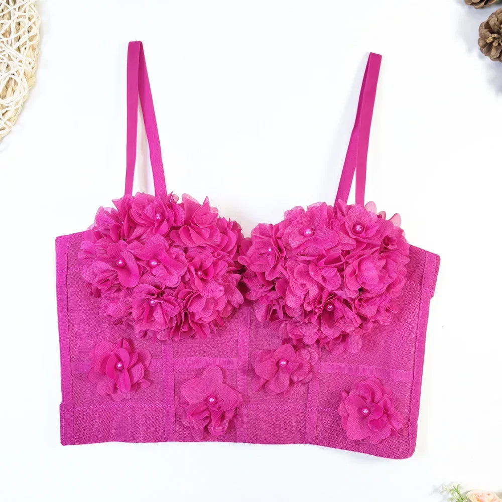 Top Corset Court Sexy Y2K Club Décor Perles — Camisole Shaper Été Visivane