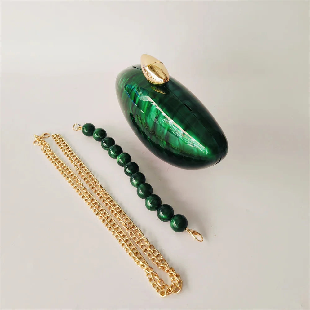 Minaudière Marbre Vert Perle — Pochette Acrylique Luxe Soirée & Mariage