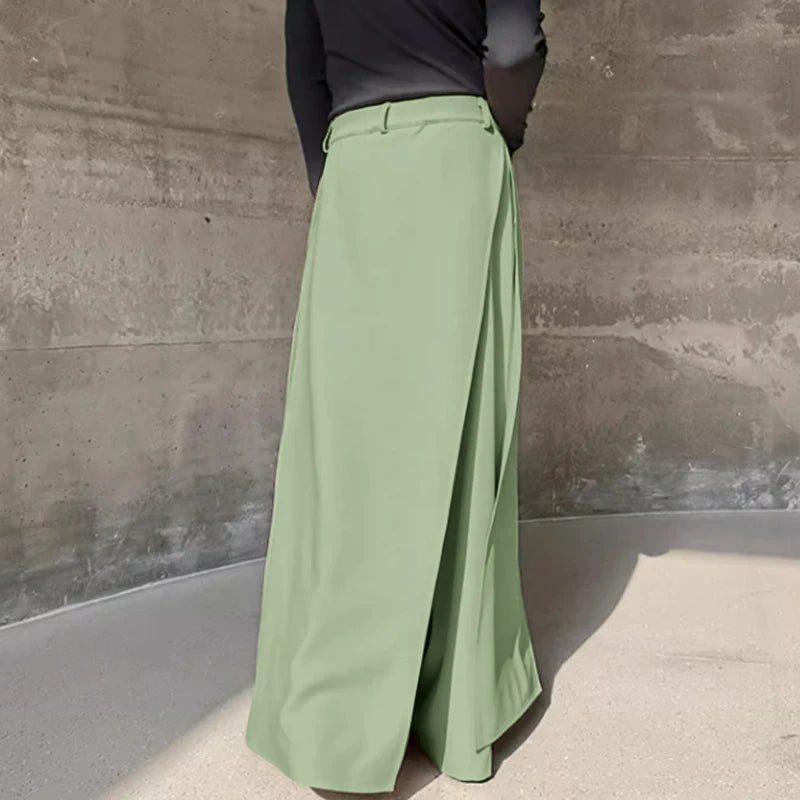 Pantalon Irrégulier Couleur Unie — Jambes Larges, Bouton, Streetwear Décontracté | INCERUN 2024