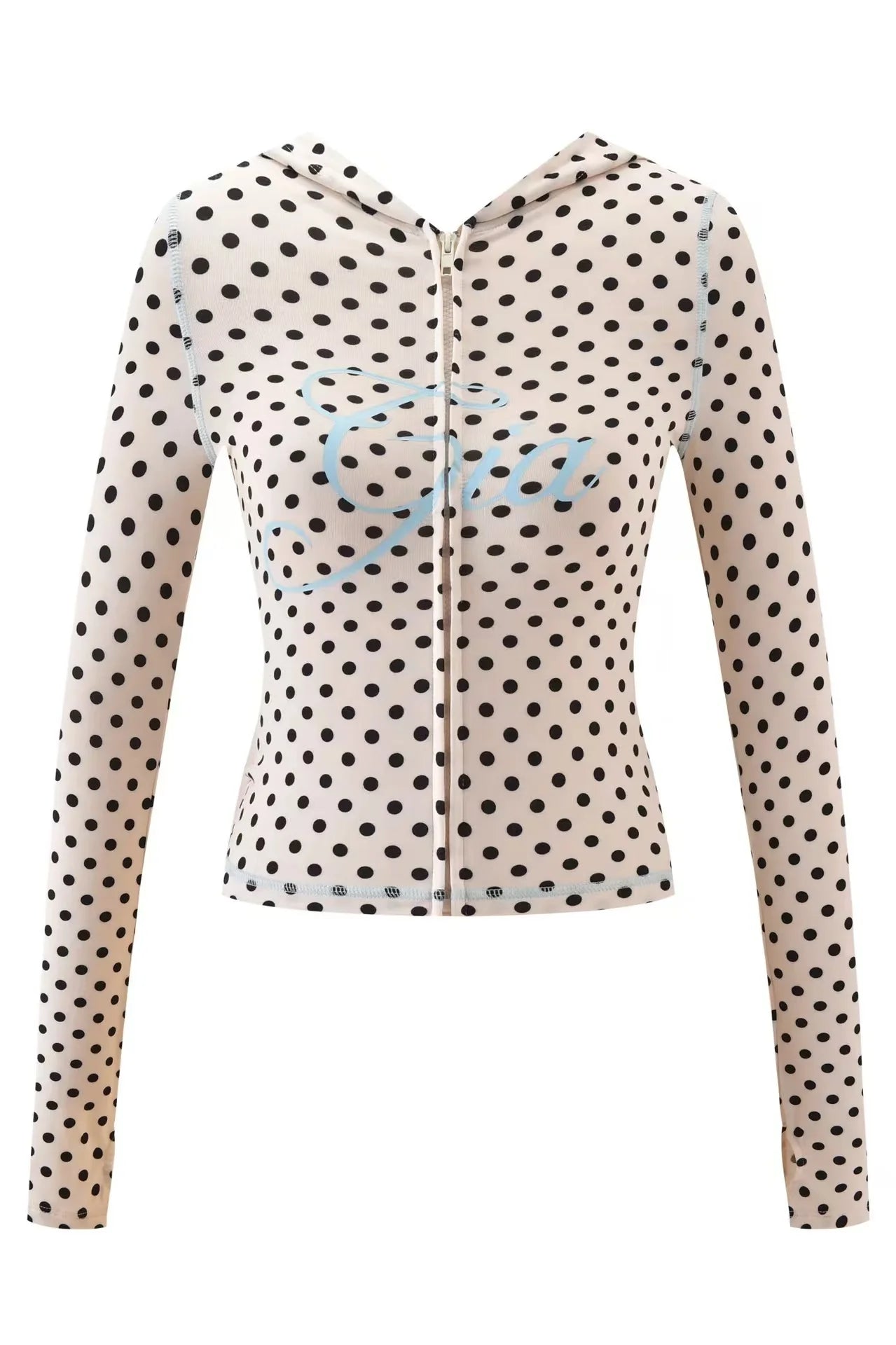 Ensemble veste courte à capuche zippée et pantalon, coupe slim, imprimé lettres, design à fils apparents, GIA