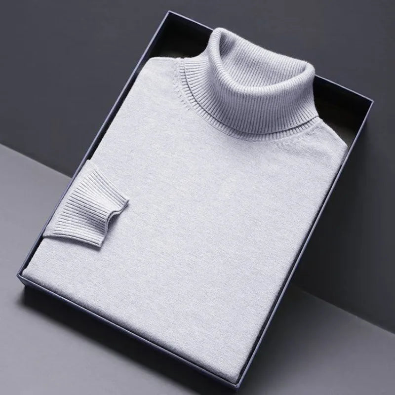 Pull Col Roulé Homme Luxe — Coupe Longue Couleur Unie Chaud Streetwear Minimaliste | ANIMAL GAME