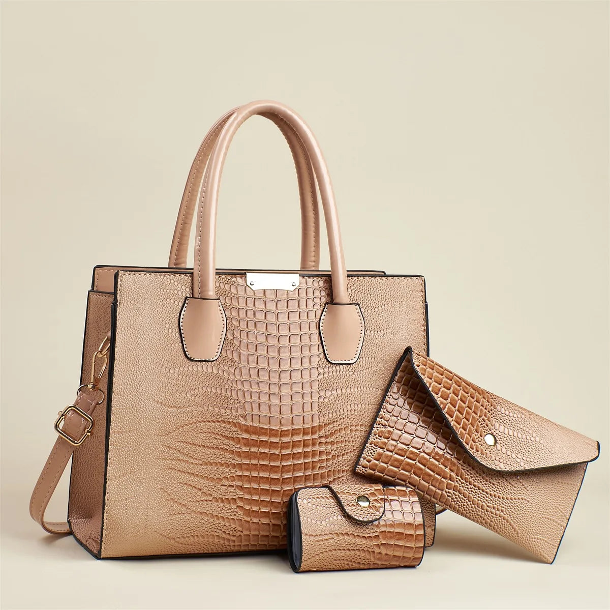 Sac Carré Motif Alligator Grande Capacité — Bandoulière Minimaliste Urbain Luxe