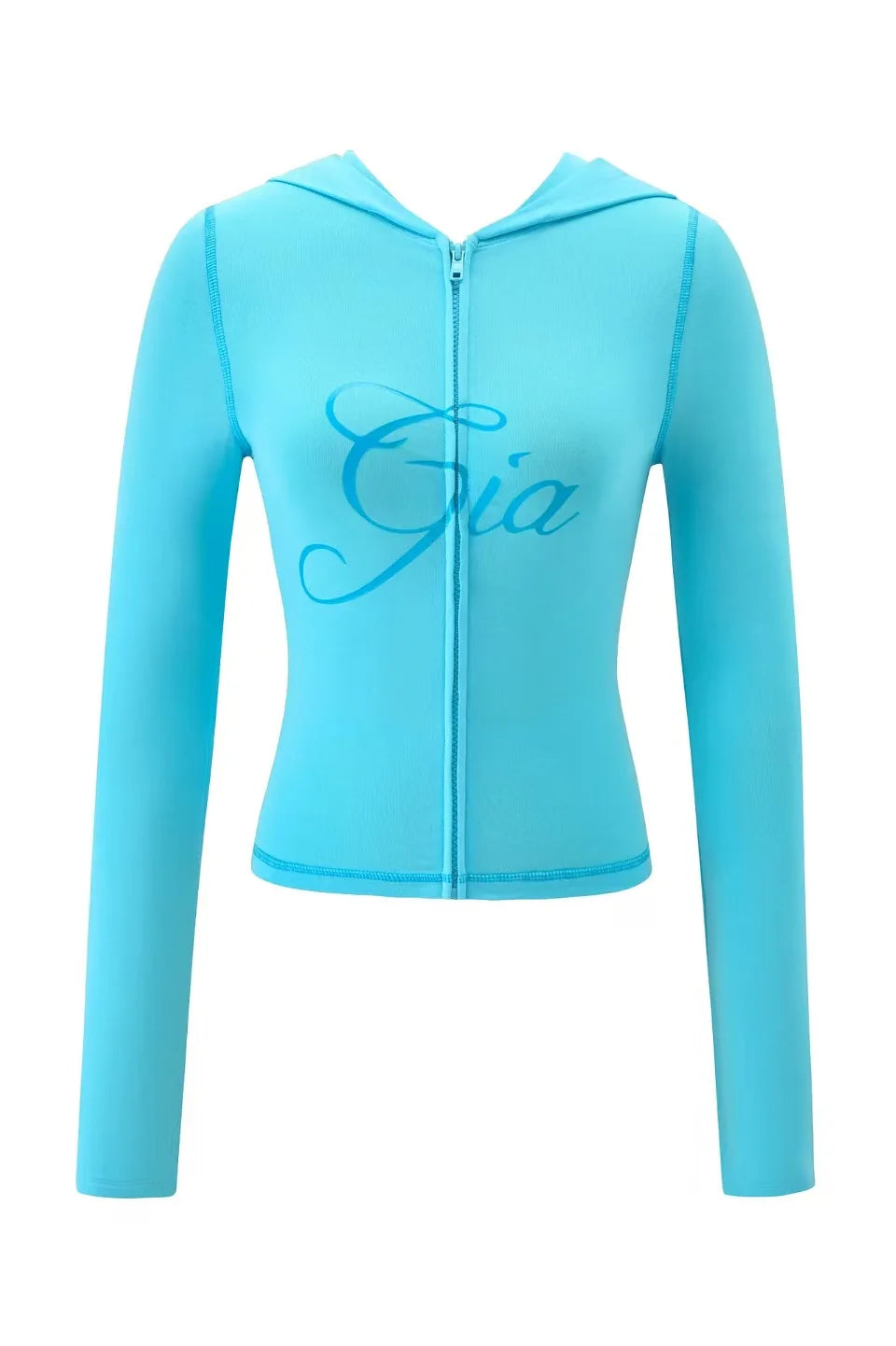 Ensemble veste courte à capuche zippée et pantalon, coupe slim, imprimé lettres, design à fils apparents, GIA