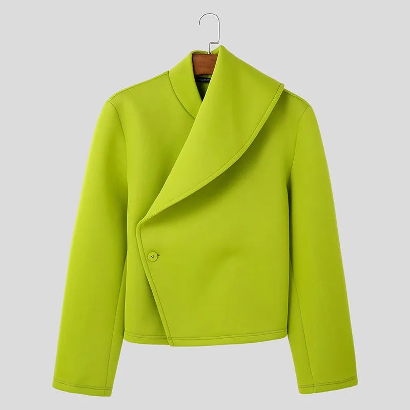 Veste Déconstruite Manches Longues — Couleur Unie, Style Décontracté Élégant | INCERUN 2025