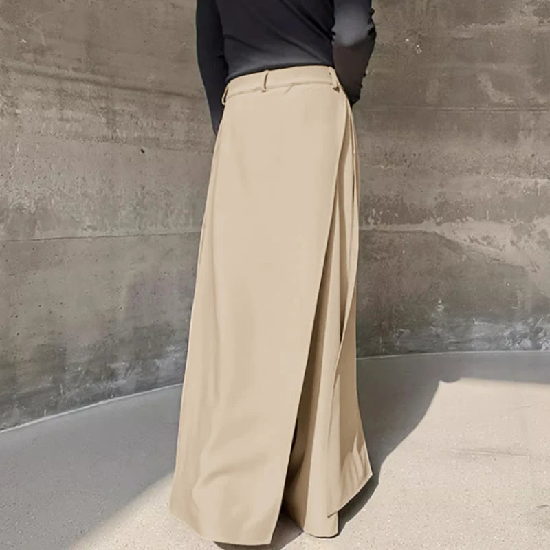 Pantalon Irrégulier Couleur Unie — Jambes Larges, Bouton, Streetwear Décontracté | INCERUN 2024