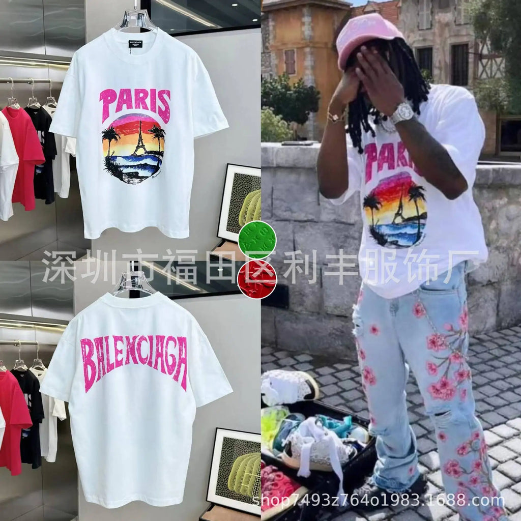 Jean Homme Imprimé Coupe Droite — Streetwear Trous Épissés Poches Bouton Taille Moyenne Printemps Été | wulend