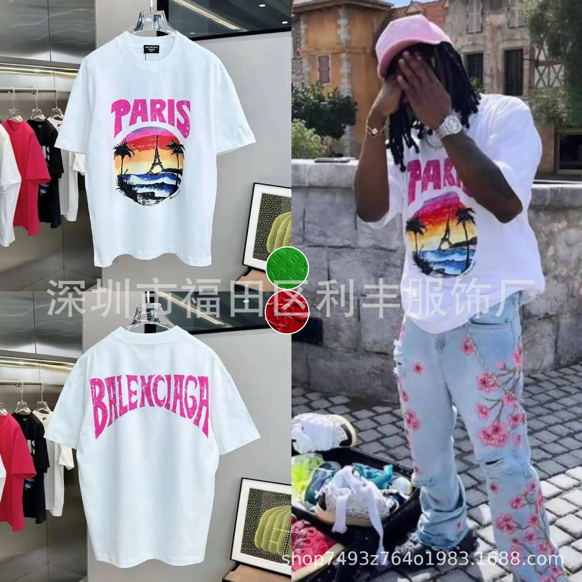 Jean Homme Imprimé Coupe Droite — Streetwear Trous Épissés Poches Bouton Taille Moyenne Printemps Été | wulend