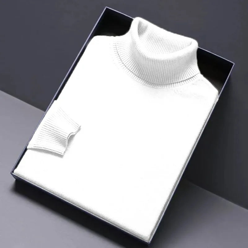 Pull Col Roulé Homme Luxe — Coupe Longue Couleur Unie Chaud Streetwear Minimaliste | ANIMAL GAME