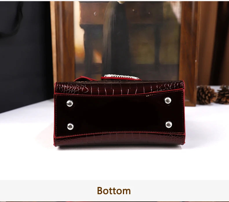 Sac Fourre-Tout Crocodile Incrusté Diamants — Bandoulière Luxe Haut de Gamme