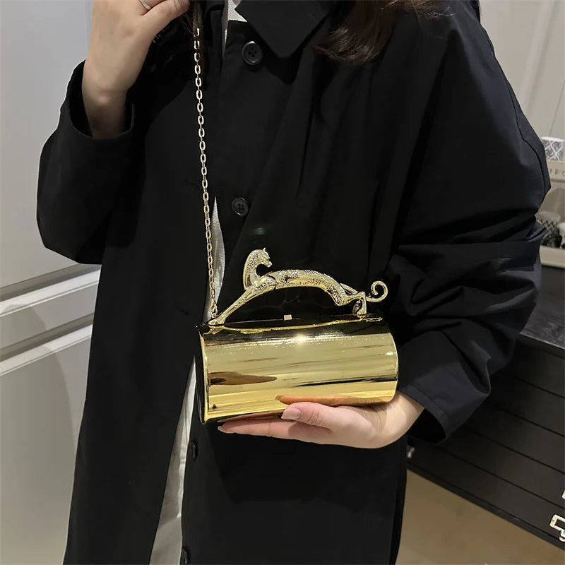 Mini Pochette Léopard Acrylique — Sac de Soirée Bandoulière Luxe