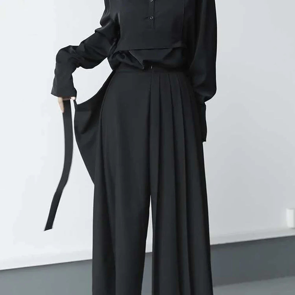 Pantalon Plissé Double Couche — Jambes Larges, Taille Haute, Coupe Droite Unisexe | CEENIU