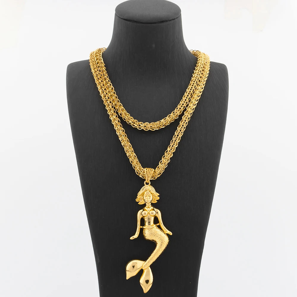 Collier Pendentif Carte d'Afrique – Plaqué Or 18K – Chaîne 100 cm – Mixte