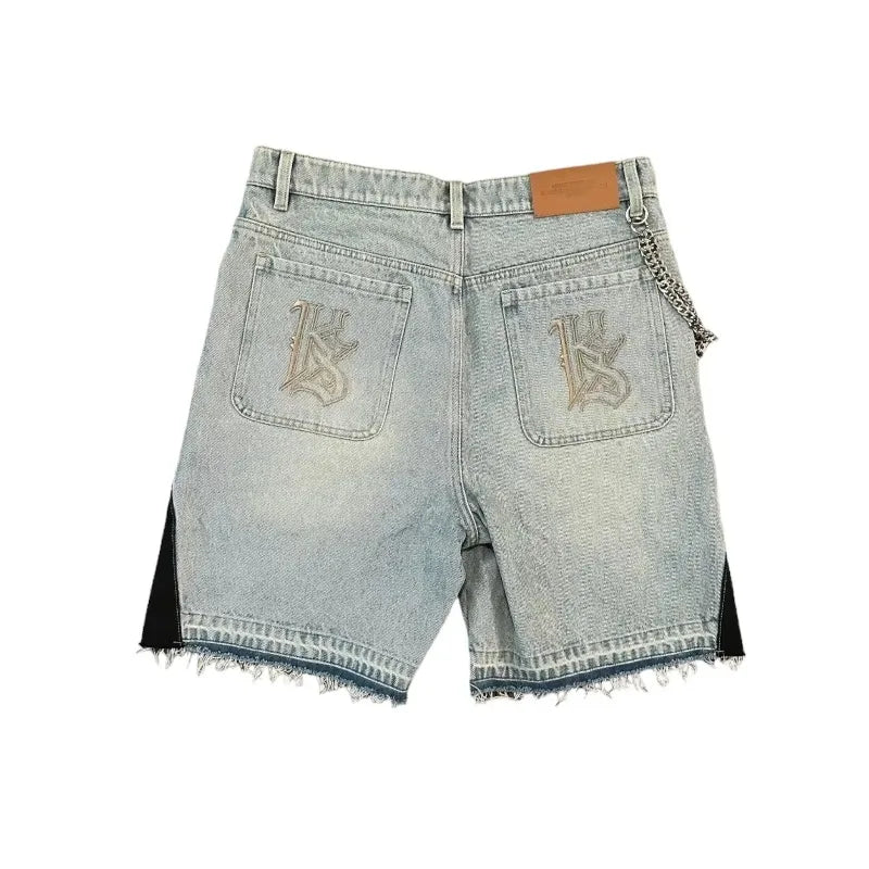 Short en Jean Rétro Y2K – Broderie Dessin Animé Baggy Hip-Hop | Harajuku Streetwear Homme