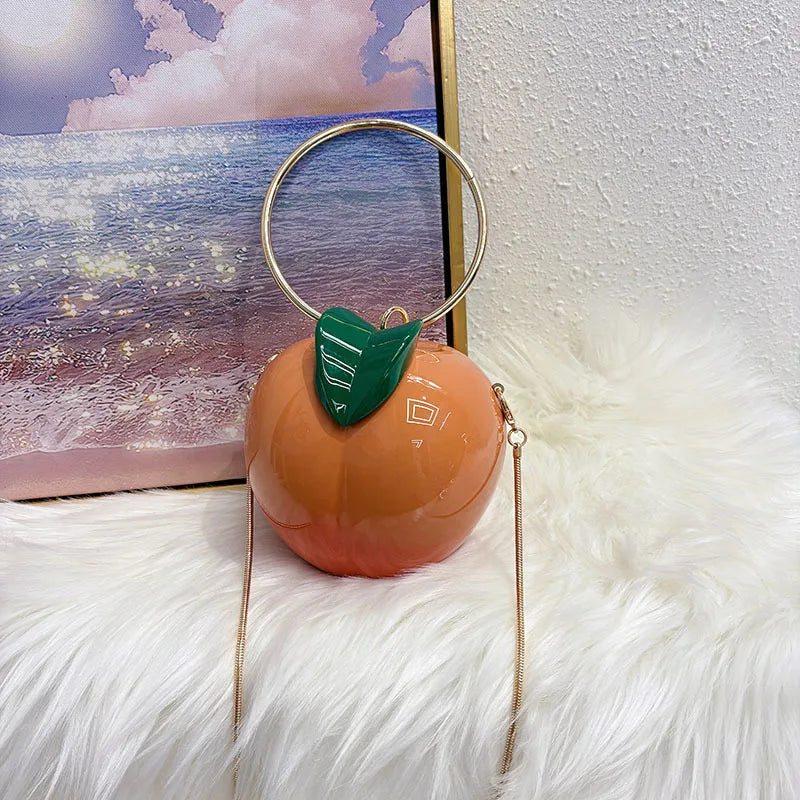 Minaudière Forme Pêche Kawaii — Sac à Bandoulière Mignon Acrylique 7 Coloris