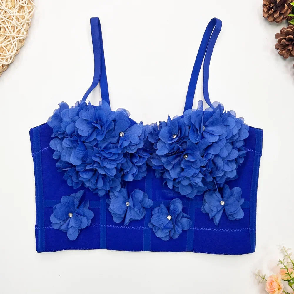 Top Corset Court Sexy Y2K Club Décor Perles — Camisole Shaper Été Visivane