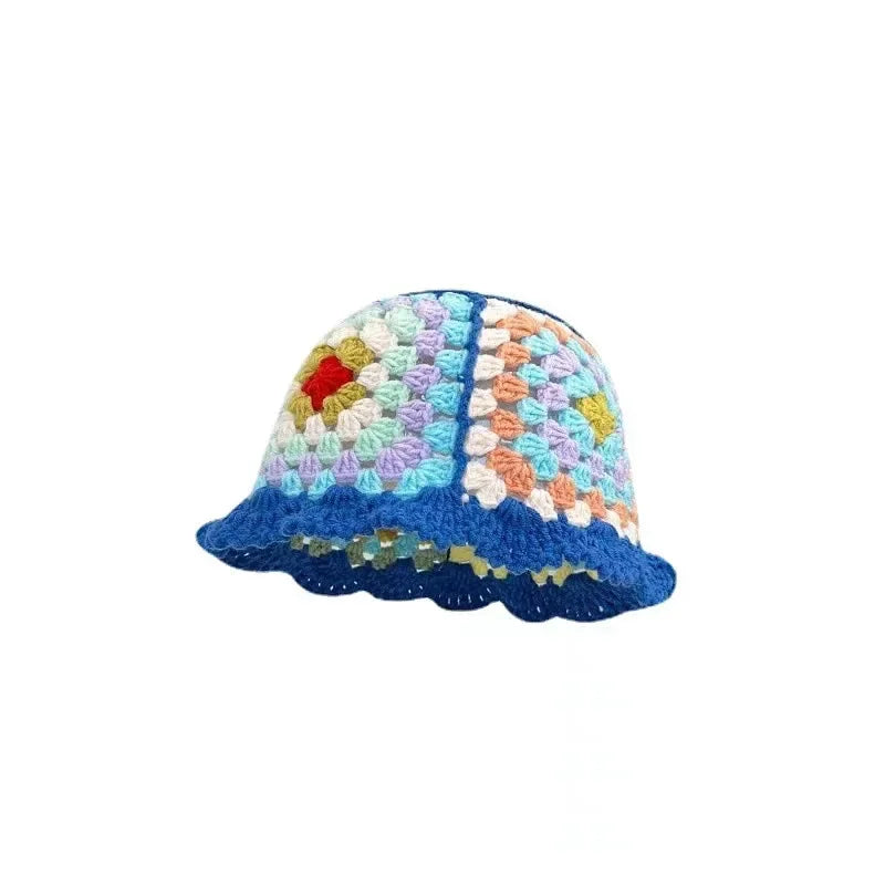 Chapeau Seau Coréen Crocheté à la Main – Bob Fleurs Y2K | Femme Automne Hiver 2025