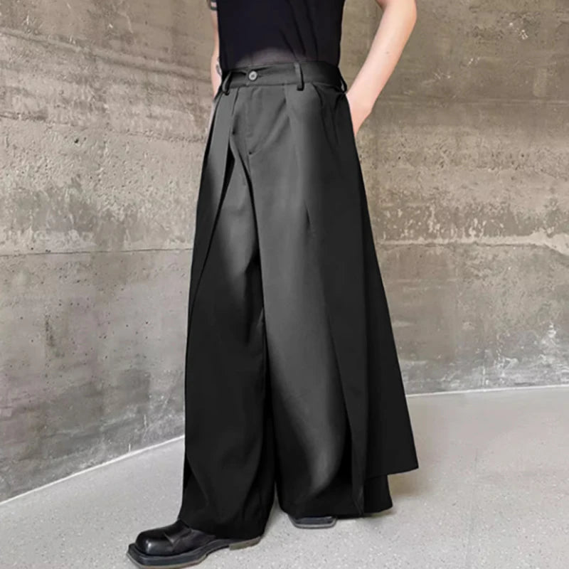 Pantalon Irrégulier Couleur Unie — Jambes Larges, Bouton, Streetwear Décontracté | INCERUN 2024