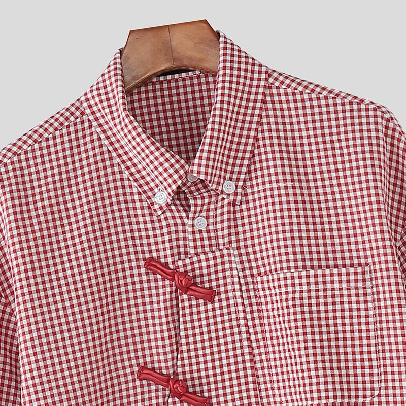 Chemise à Carreaux Homme — Coupe Ample, Coton-Polyester | INCERUN