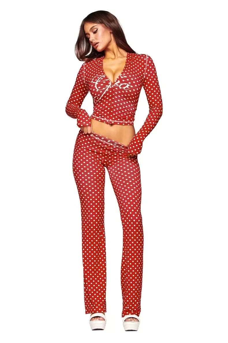 Ensemble veste courte à capuche zippée et pantalon, coupe slim, imprimé lettres, design à fils apparents, GIA