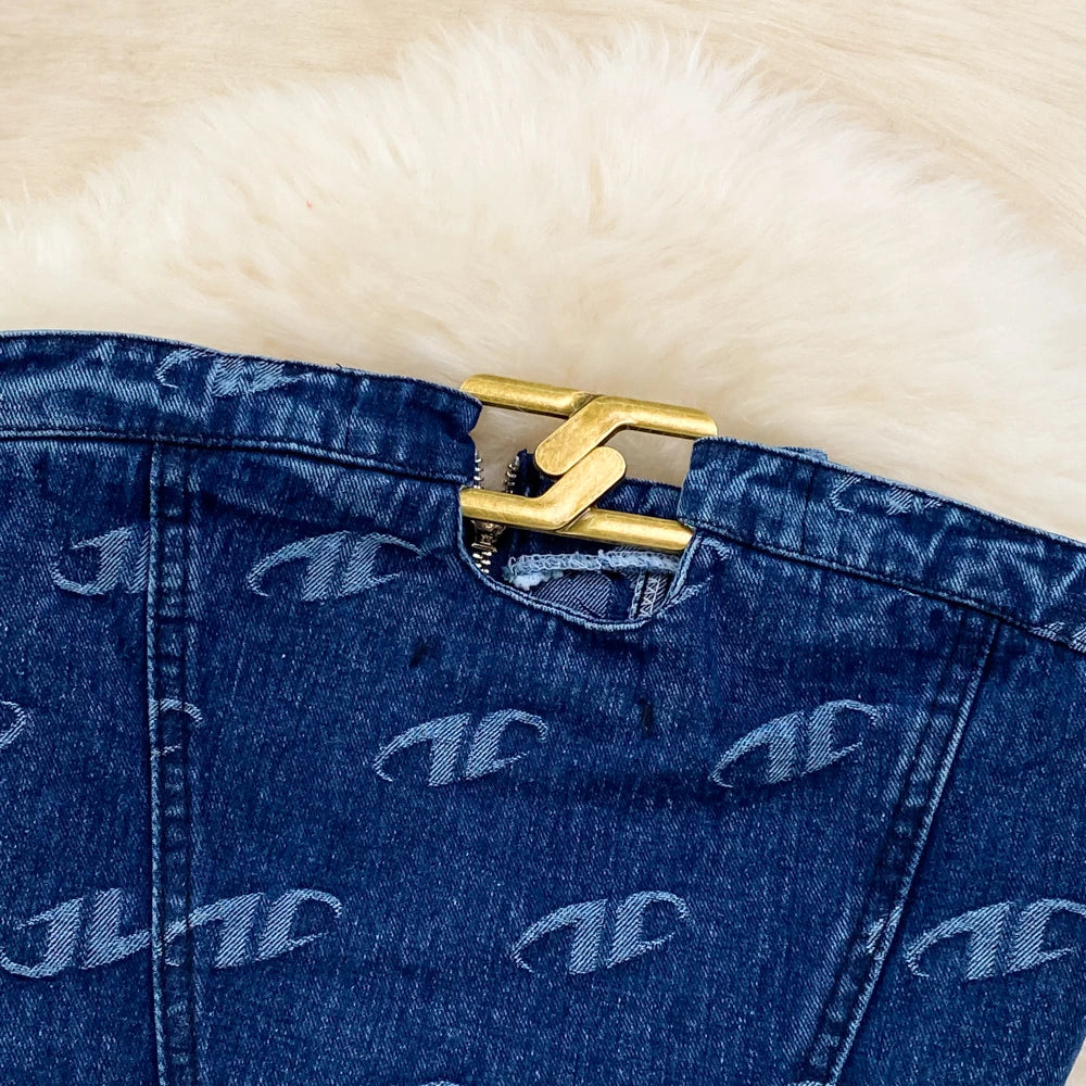 Ensemble 2 Pièces Bureau Dame — Haut Bandeau Sans Manches + Pantalon Droit à Boutons Poches | kalenmos Été 2025