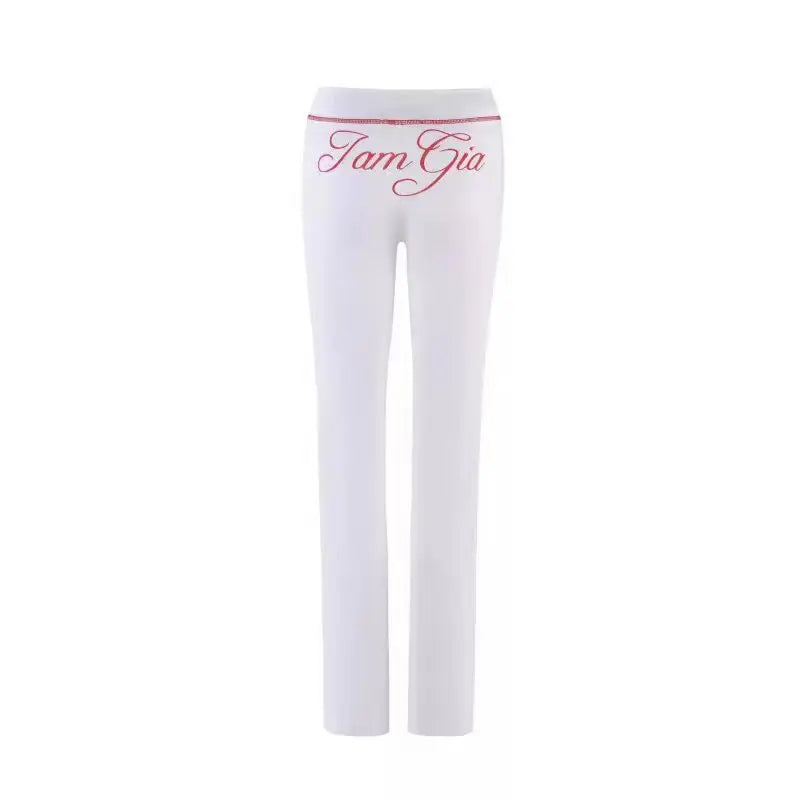 Ensemble veste courte à capuche zippée et pantalon, coupe slim, imprimé lettres, design à fils apparents, GIA