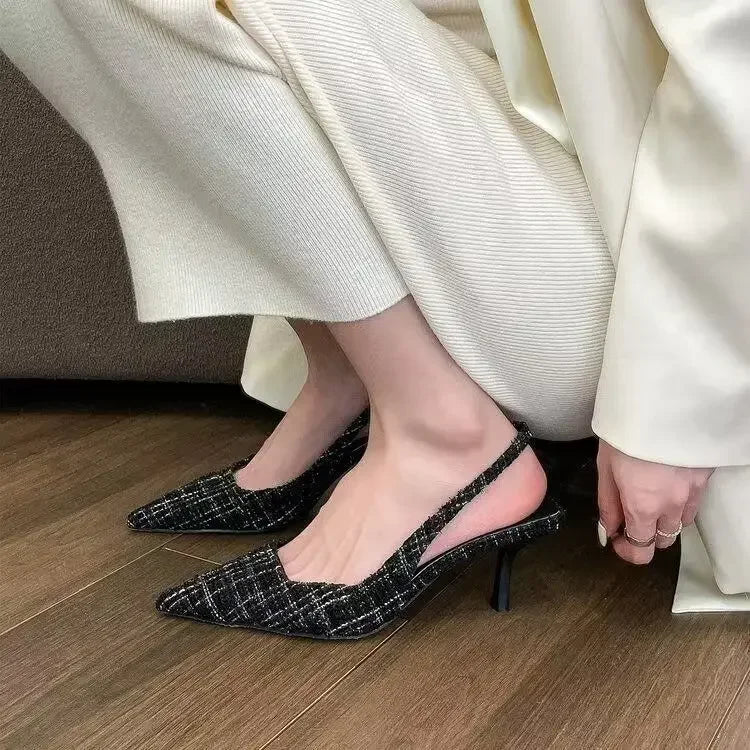 Sandales Talon Plateforme Tricotées Bout Pointu — Fête Été Grande Taille