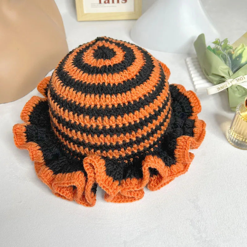 Chapeau Seau Conique Crocheté à la Main – Bob Pêcheur Élégant | Protection Solaire Femme