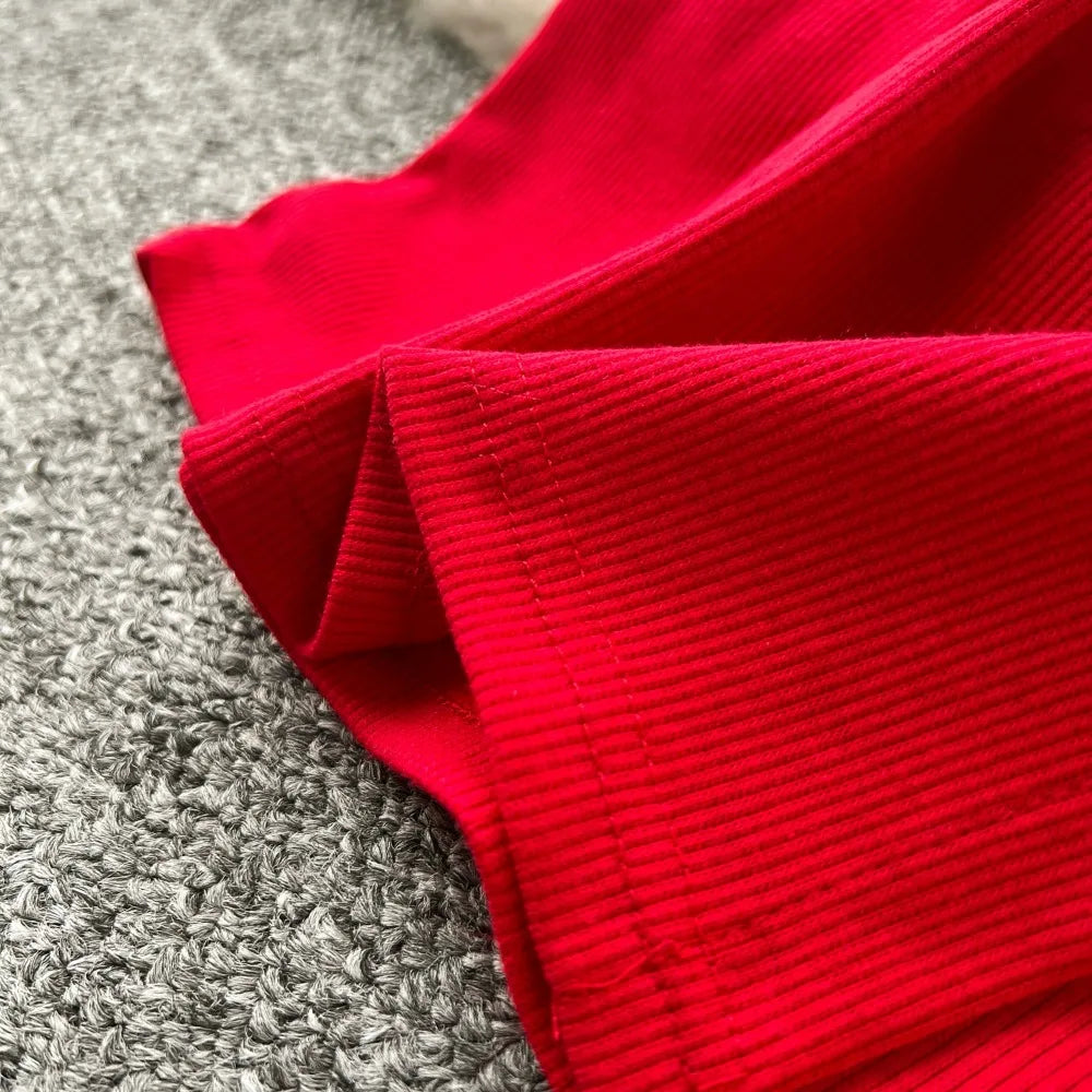 Ensemble 2 Pièces Été — Haut Court Col V + Jupe Longue Fendue Taille Haute Élastique Couleur Unie | Foamlina