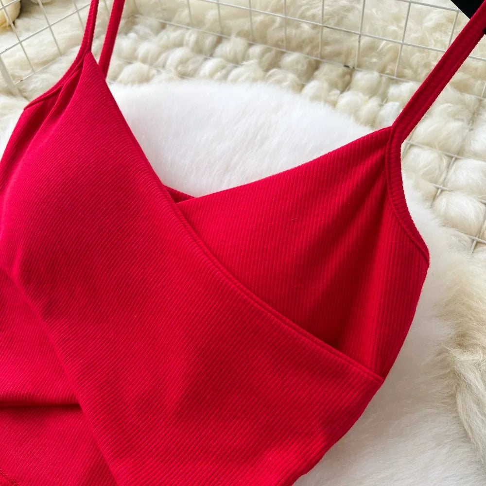 Ensemble 2 Pièces Été — Haut Court Col V + Jupe Longue Fendue Taille Haute Élastique Couleur Unie | Foamlina