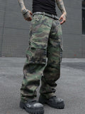 Jean Cargo Camouflage Vert Armée Multi-Poches — Coupe Ample Style Militaire Streetwear Homme