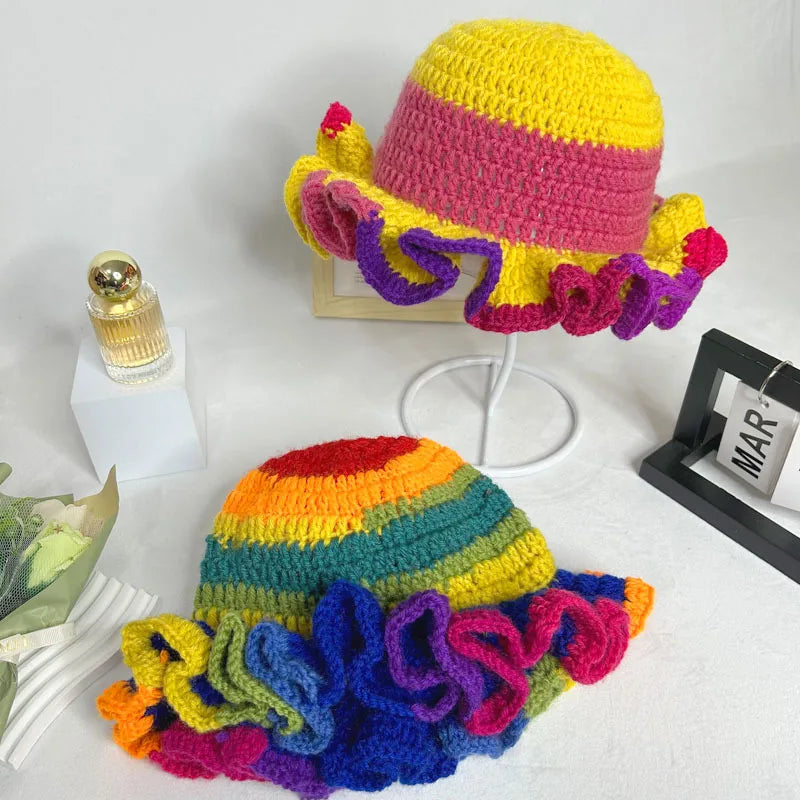Chapeau Seau Conique Crocheté à la Main – Bob Pêcheur Élégant | Protection Solaire Femme