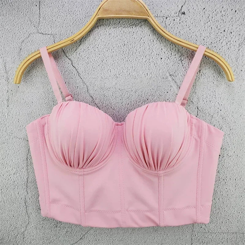 Top Corset Court Sexy Y2K Club Décor Perles — Camisole Shaper Été Visivane