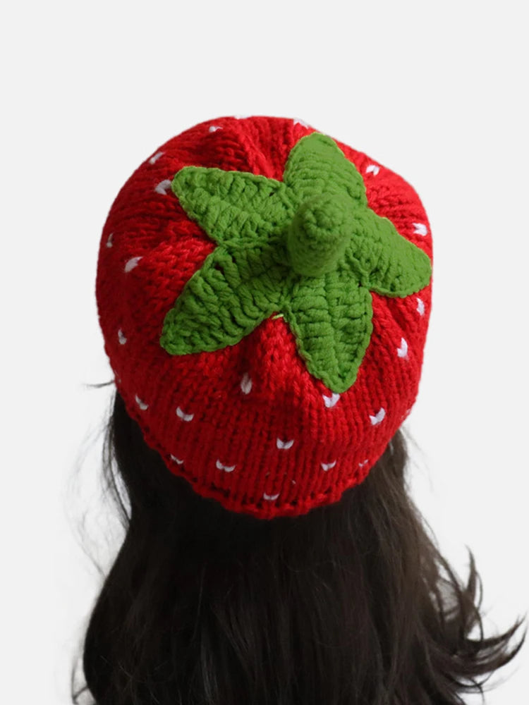 Chapeau Pêcheur Fraise Crocheté à la Main – Bob Kawaii à Volants Style Bohème | Femme