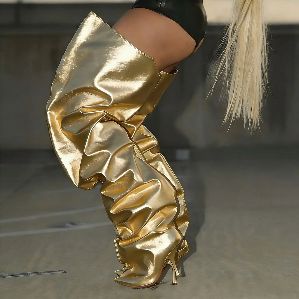 Bottes Longues Talon Aiguille Au-Dessus du Genou — Jambes Larges Tailles 34-45