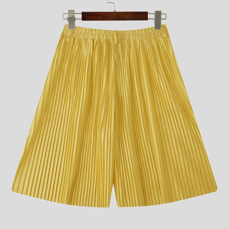 Short Jogger Couleur Unie — Taille Élastique, Jambe Large, Streetwear Ample | INCERUN 2025