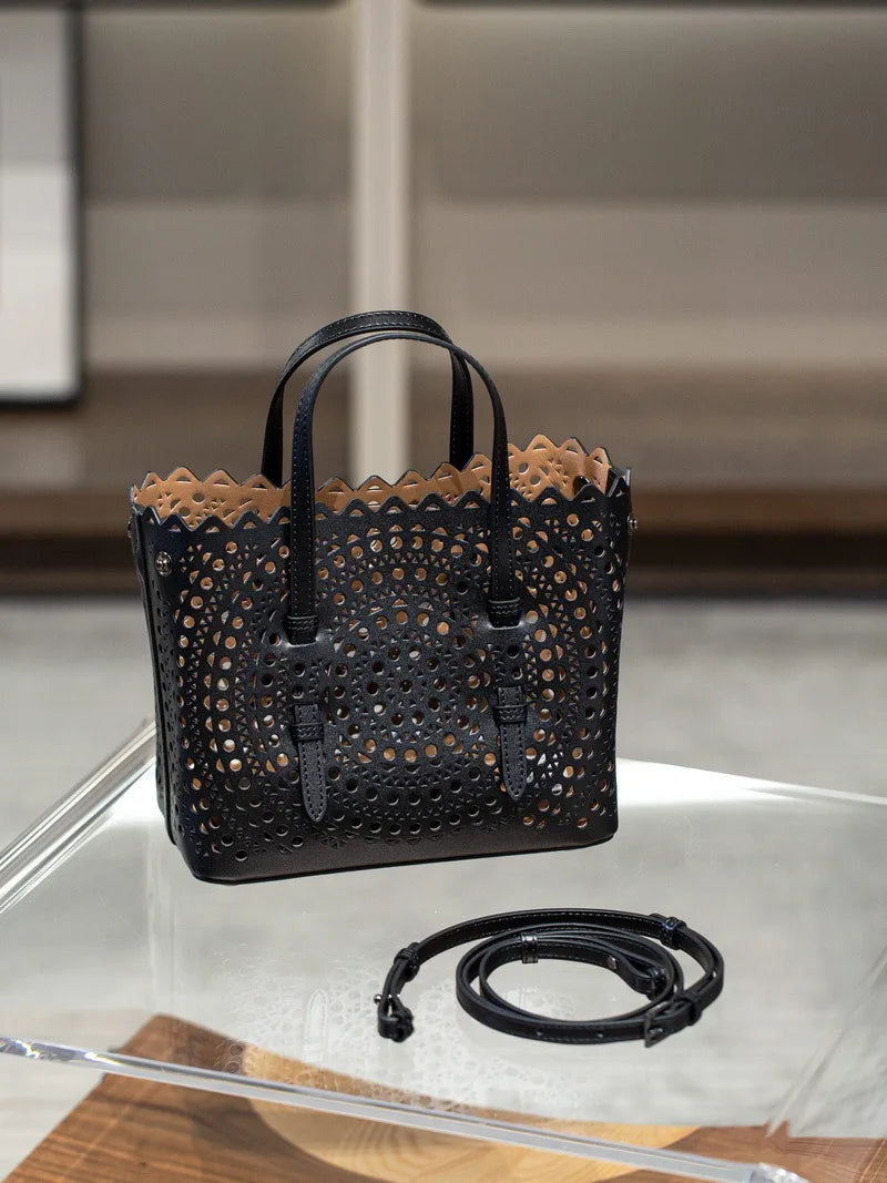 Sac Fourre-Tout Femme Style Niche Rétro – Cuir Véritable Grande Capacité