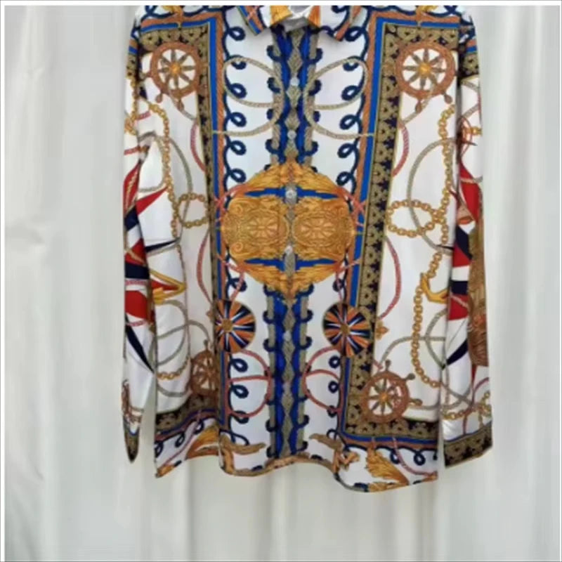 Chemise Vintage Imprimée Luxe — Manches Longues, Unisexe, Multi-Coloris | Collection 2026