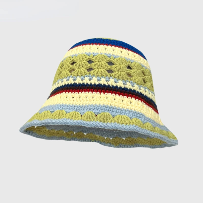 Chapeau Seau Coréen Crocheté à la Main – Bob Fleurs Y2K | Femme Automne Hiver 2025