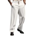 Pantalon Droit Formel Homme — Coupe Ample, Business Casual, Cordon de Serrage | Noir Blanc Kaki