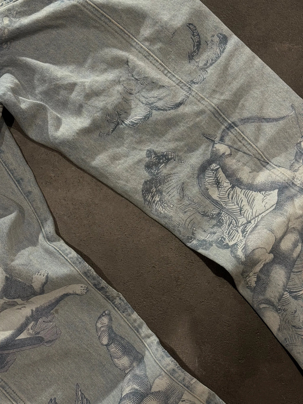 Jean Baggy Droit Y2K Ange Cupidon Unisexe — 100% Coton Lavé Pierre Streetwear BiggOrange