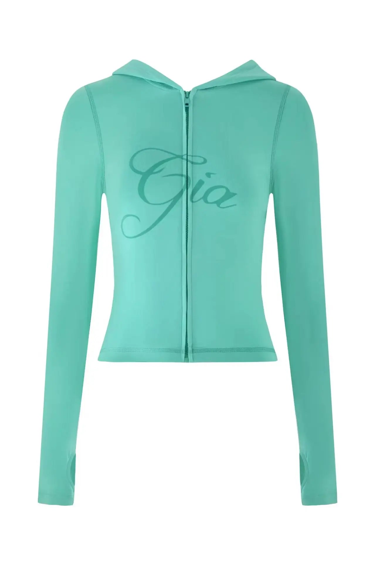 Ensemble veste courte à capuche zippée et pantalon, coupe slim, imprimé lettres, design à fils apparents, GIA
