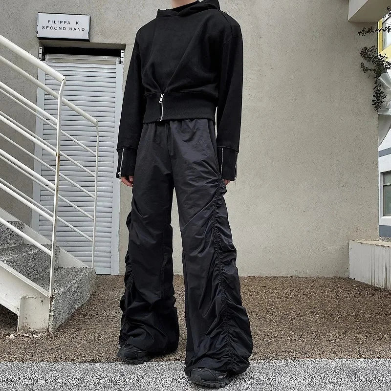 Pantalon Décontracté Homme — Style Sombre Froissé, Taille Élastique | Streetwear