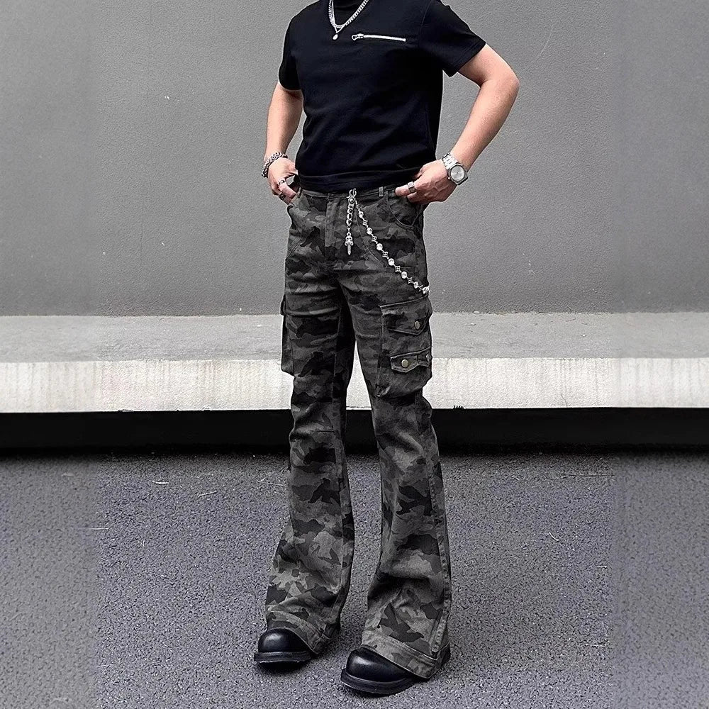 Jean Camouflage High Street — Coupe Droite Multi-Poches, 100% Coton | Unisexe