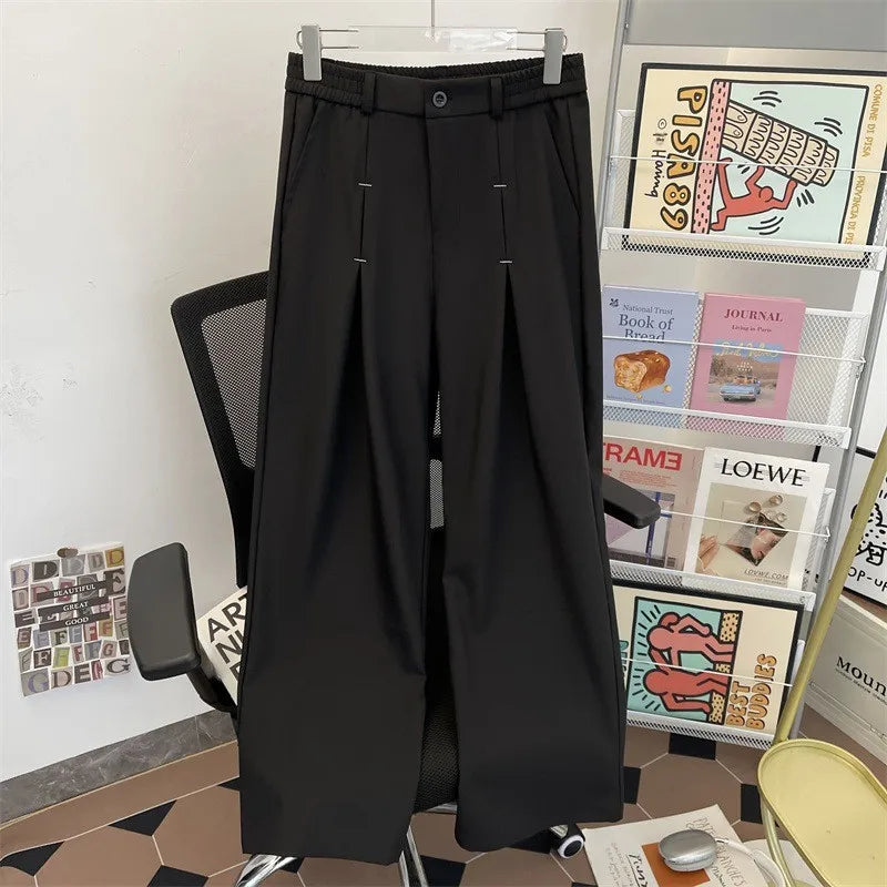 Pantalon Ample Jambes Larges Vintage — Rivets, Plis, Taille Haute, Style Américain | Homme