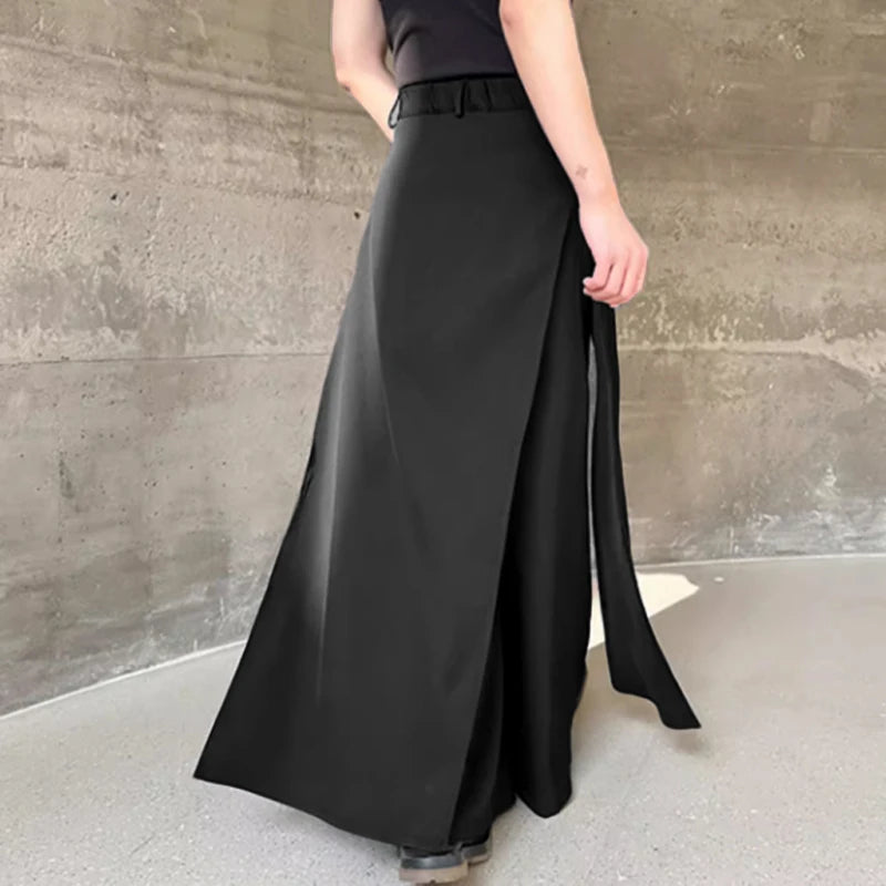 Pantalon Irrégulier Couleur Unie — Jambes Larges, Bouton, Streetwear Décontracté | INCERUN 2024