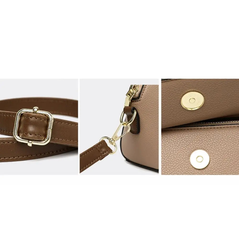 Sac Seau en Cuir Véritable — Sacoche Bandoulière Luxe Couleur Unie