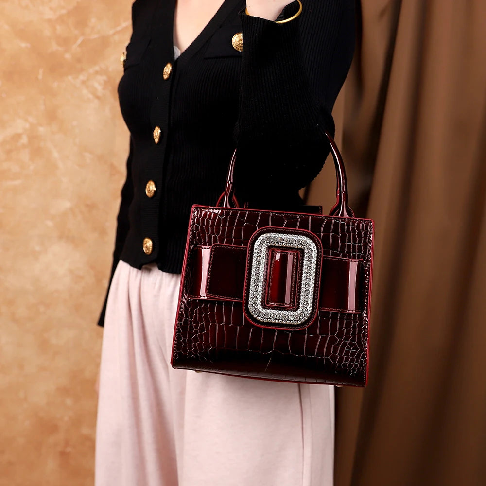 Sac Fourre-Tout Crocodile Incrusté Diamants — Bandoulière Luxe Haut de Gamme